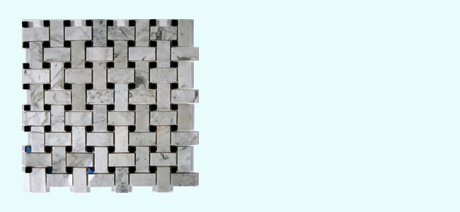 White Carrera Marble Basketweave Mosaic